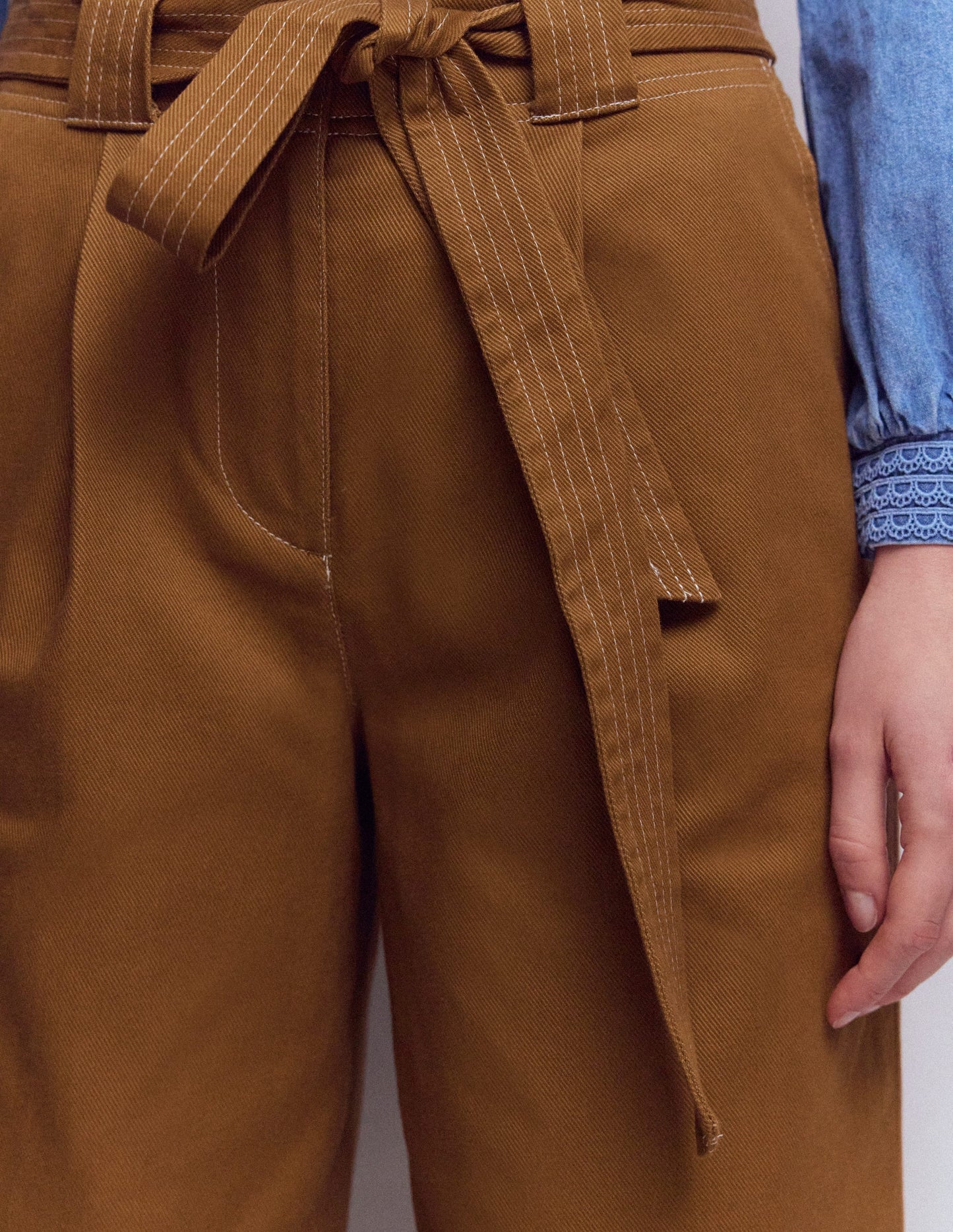 Belted Barrel Leg Trousers-GINGERBREAD