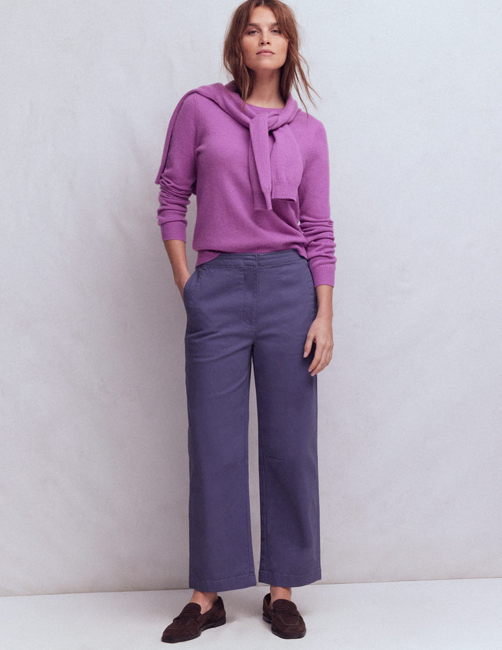 Barrel Leg Chino Trousers-Purple Thistle