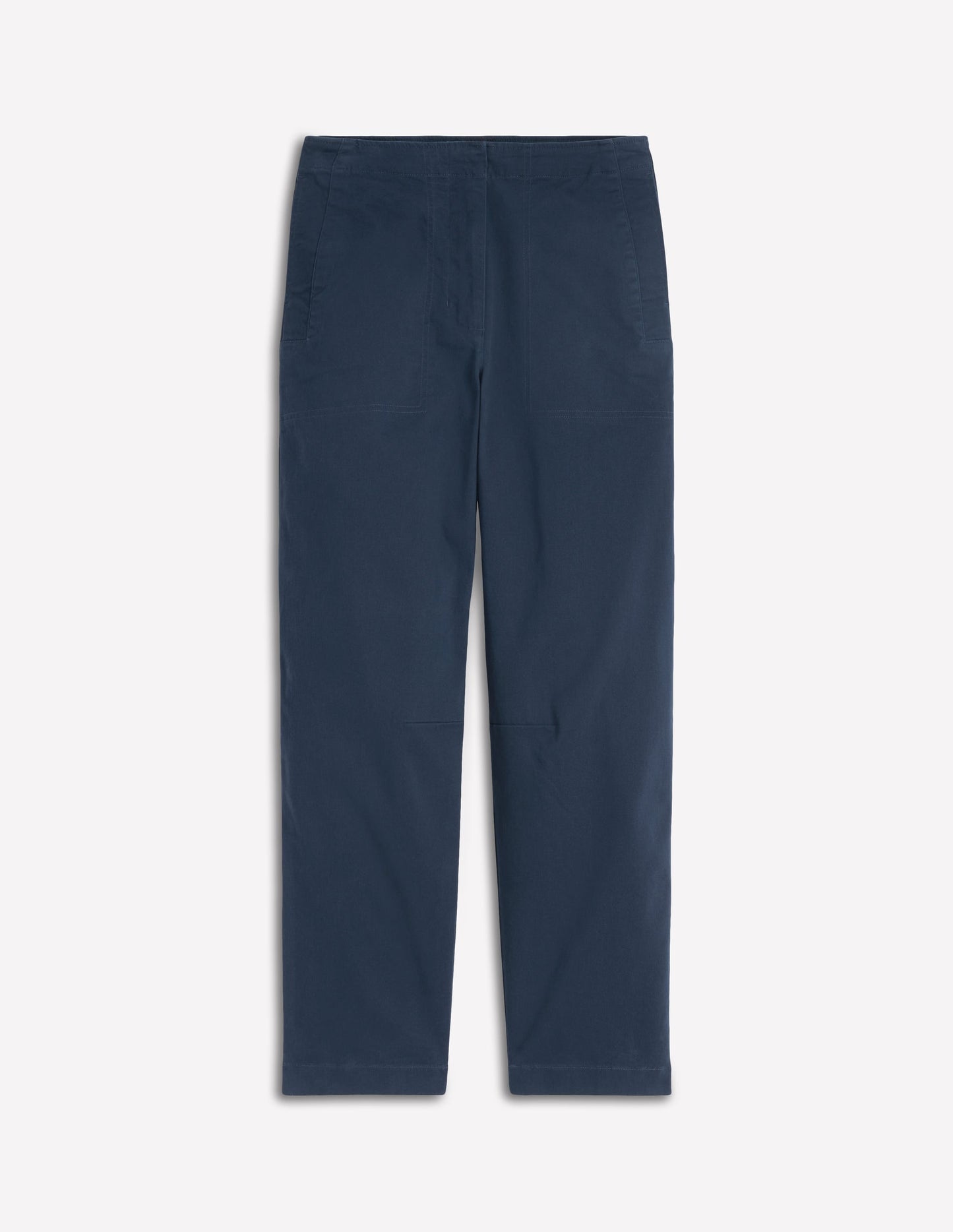 Barrel Leg Chino Trousers-Navy