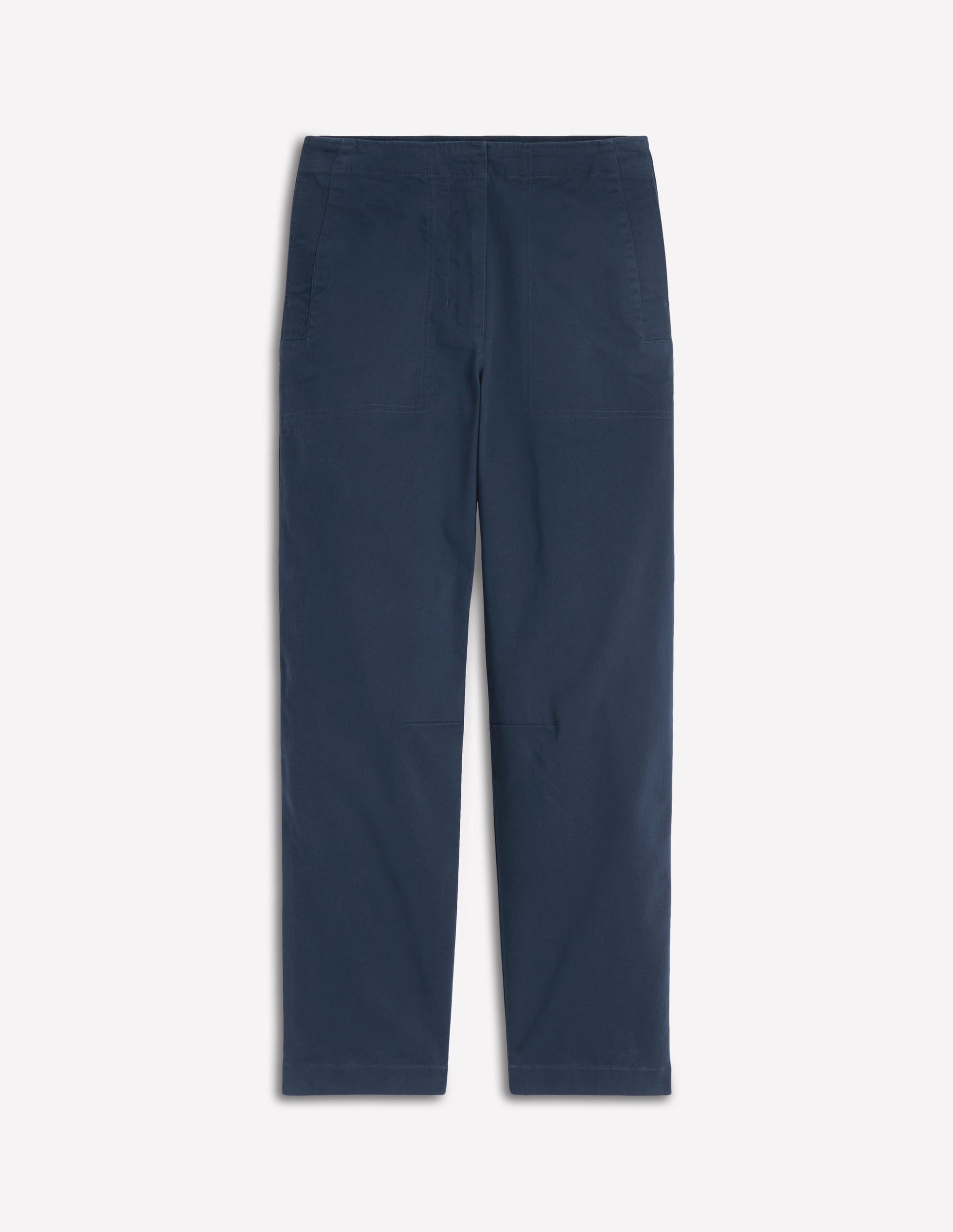 Barrel Leg Chino Trousers-Navy-6