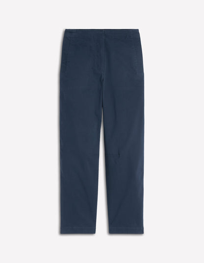 Barrel Leg Chino Trousers-Navy-6