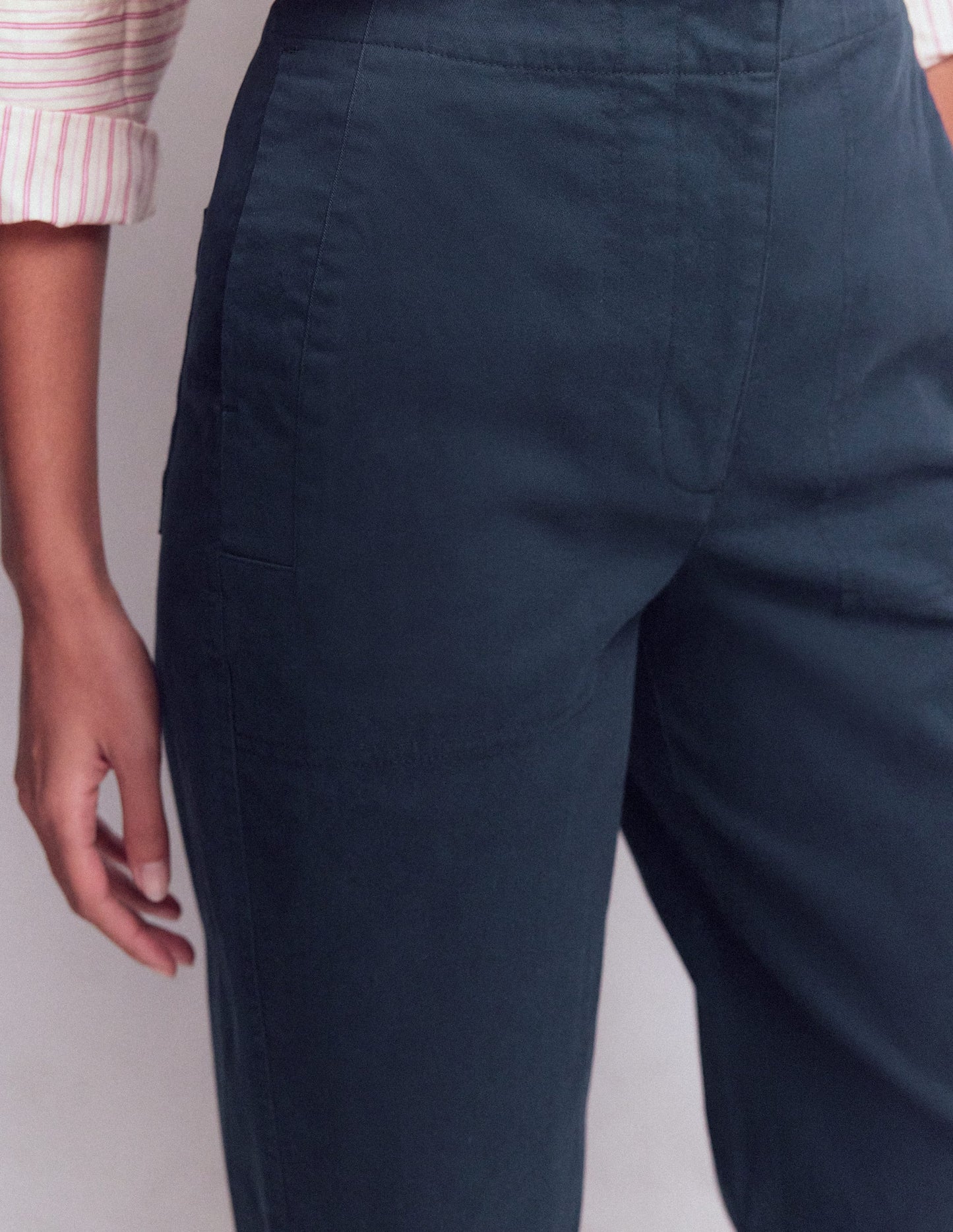 Barrel Leg Chino Trousers-Navy