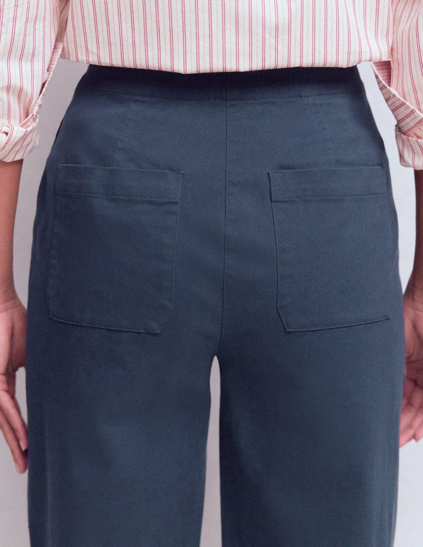Barrel Leg Chino Trousers-Navy