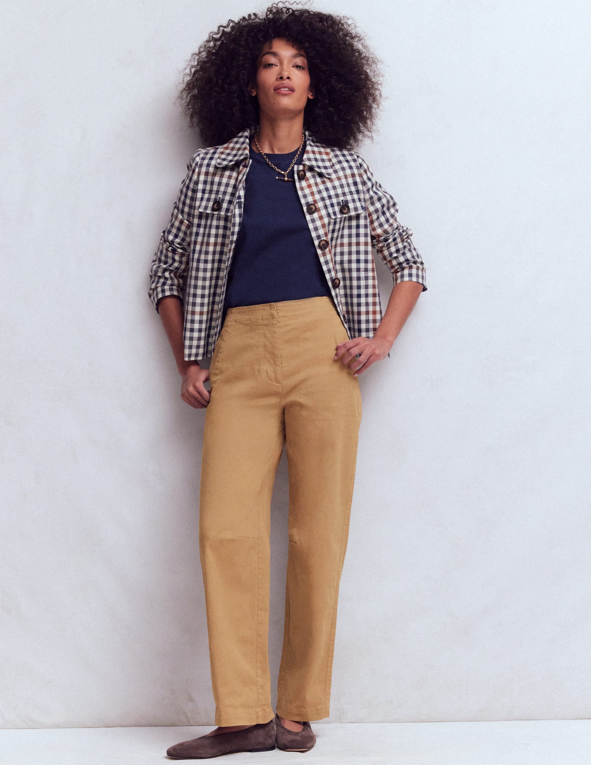 Barrel Leg Chino Trousers-Cappuccino - Image 1