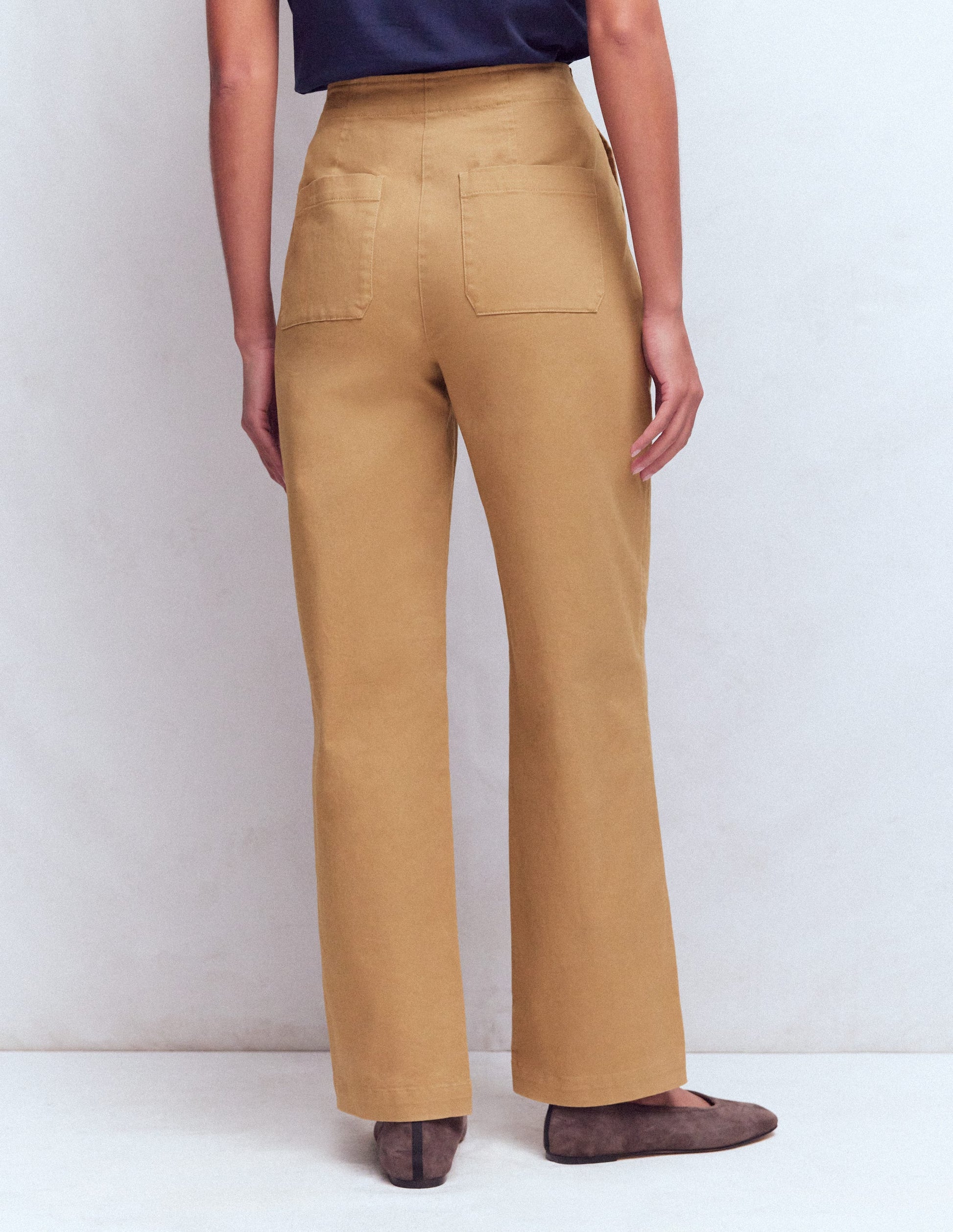 Barrel Leg Chino Trousers-Cappuccino-3