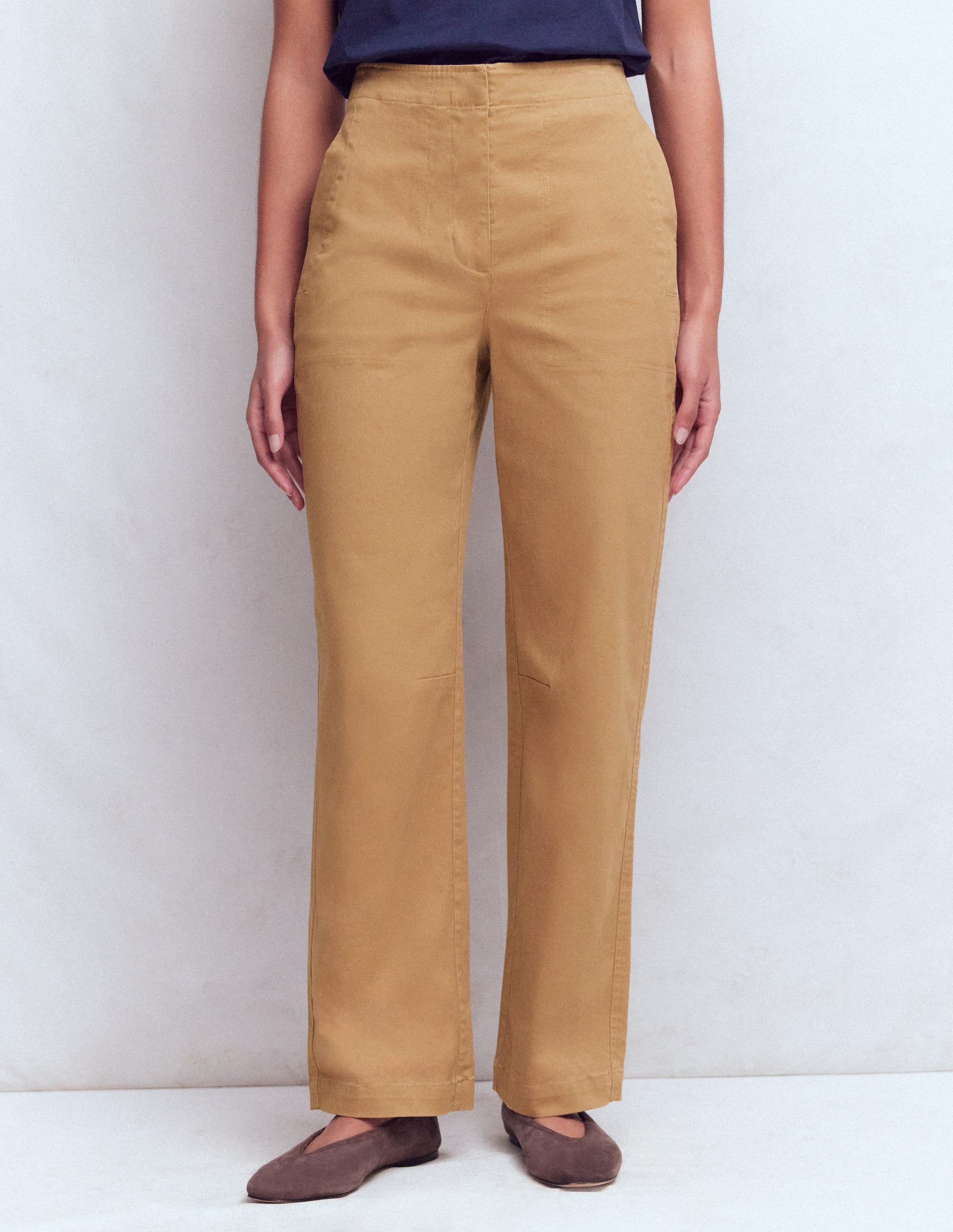 Barrel Leg Chino Trousers-Cappuccino - Image 4