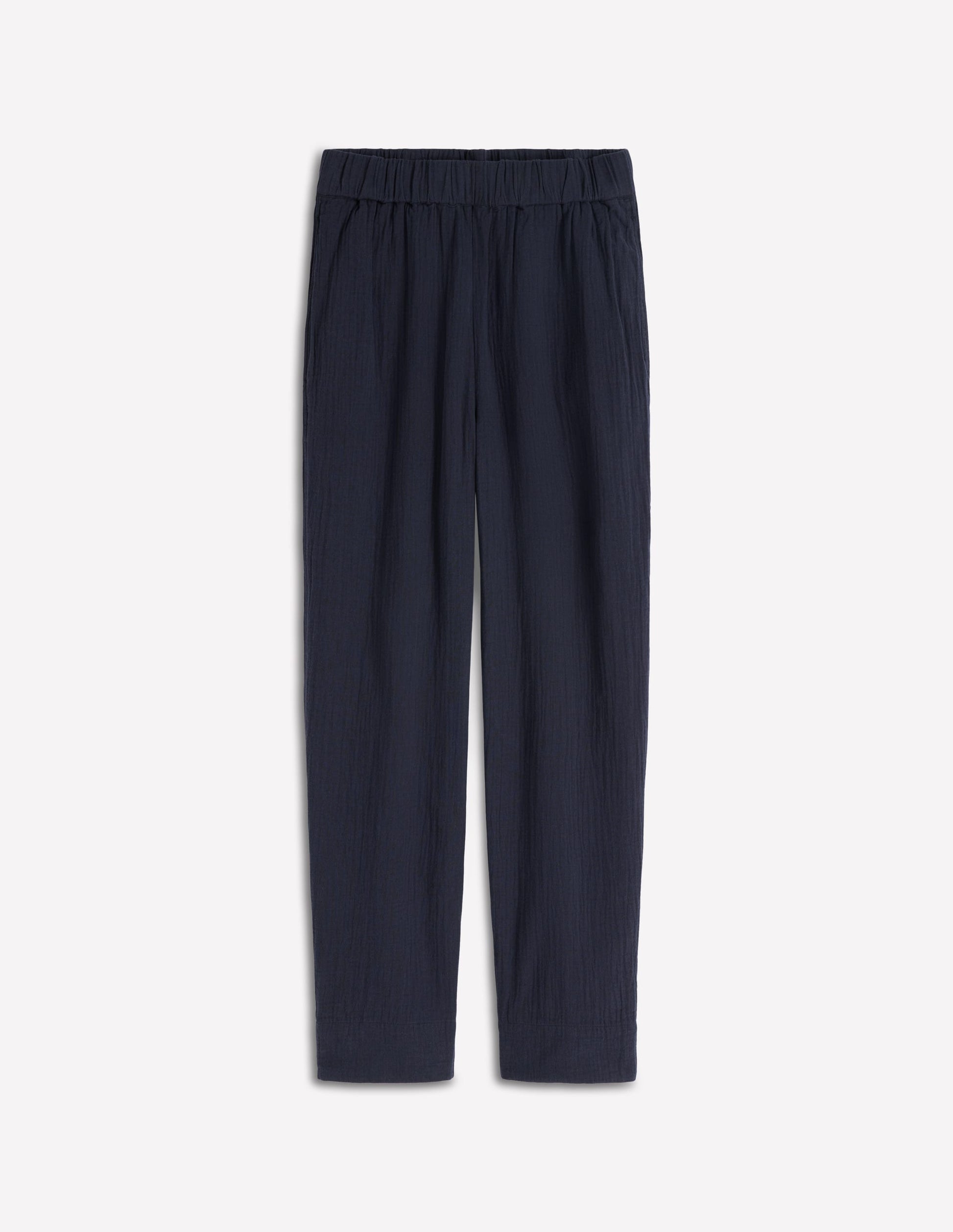 Double Cloth Crop Trousers-Navy-6