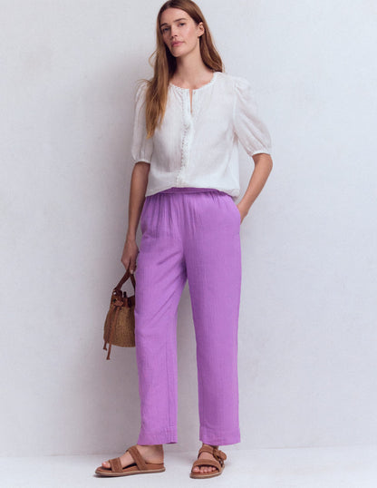 Double Cloth Crop Trousers-Amethyst Purple-1