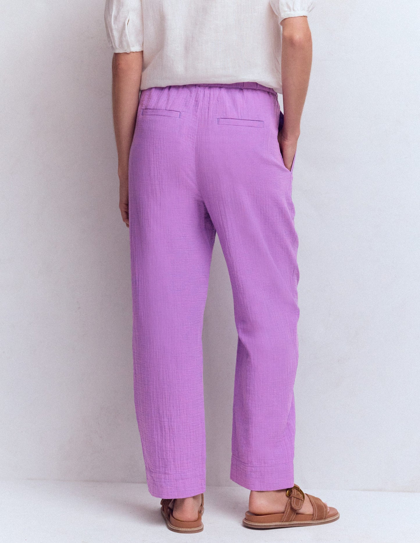 Double Cloth Crop Trousers-Amethyst Purple