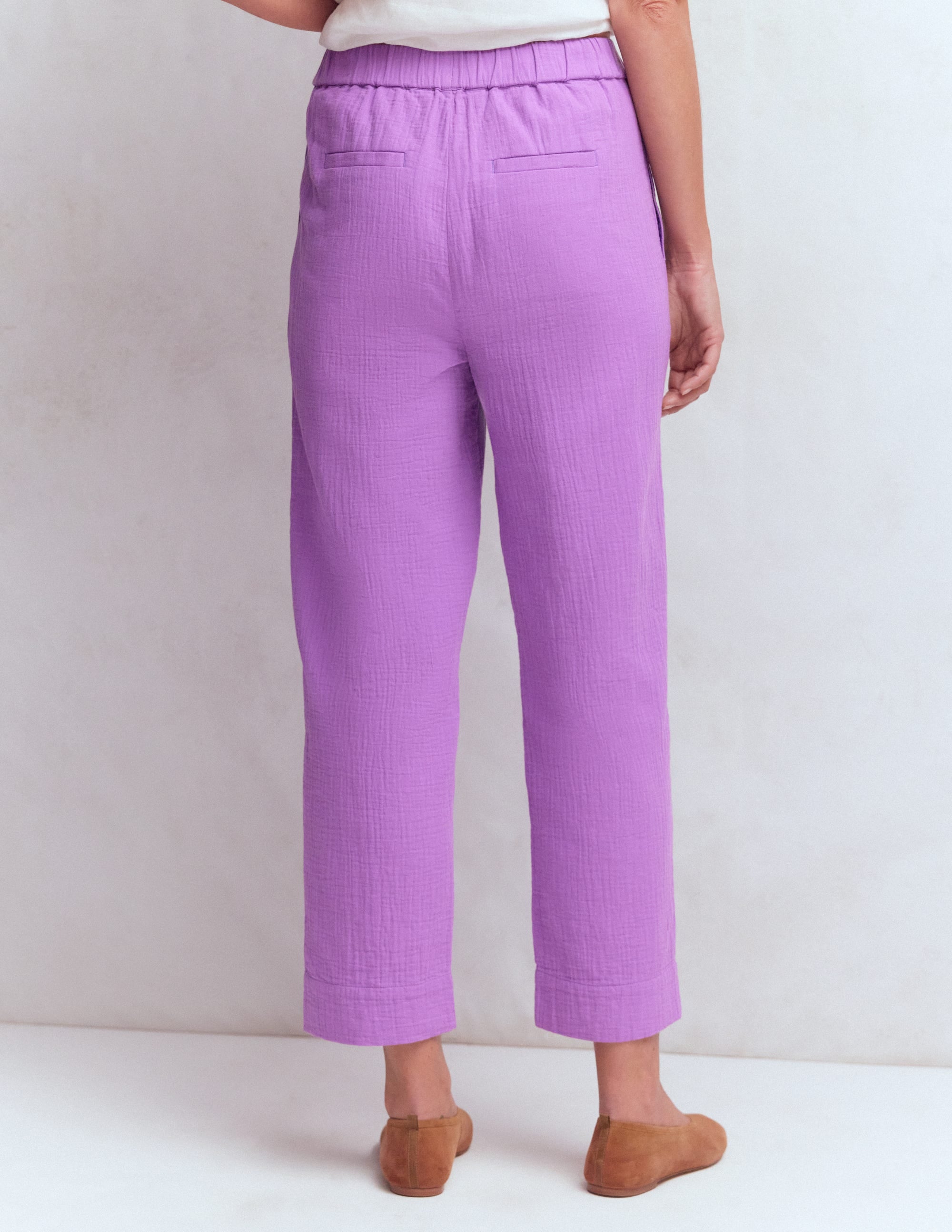 Double Cloth Crop Trousers-Amethyst Purple - Image 3