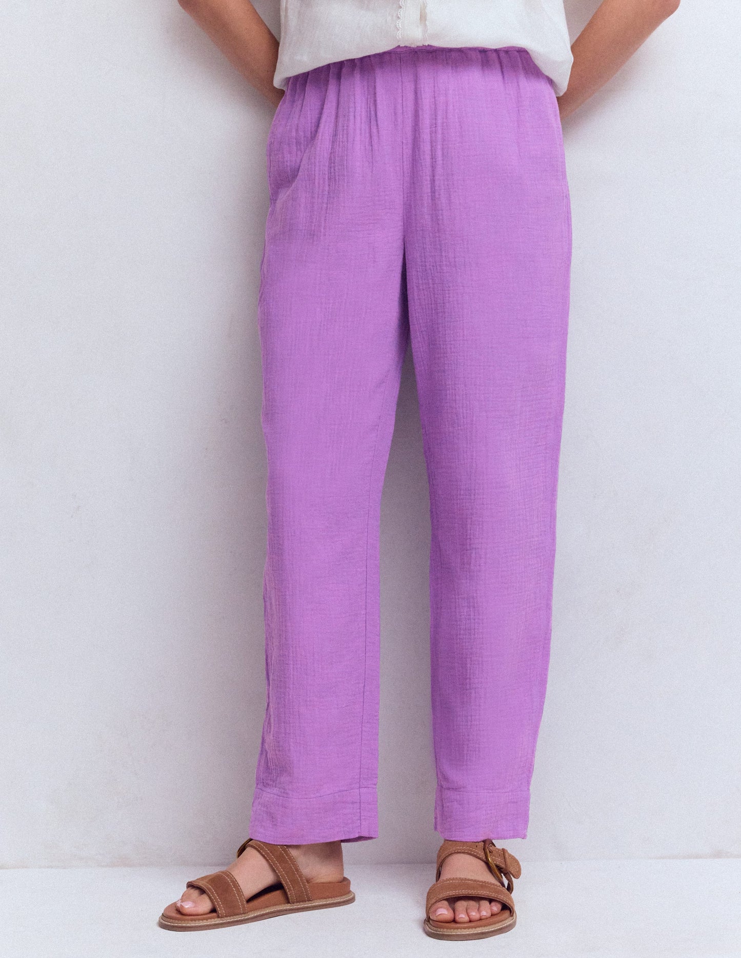 Double Cloth Crop Trousers-Amethyst Purple