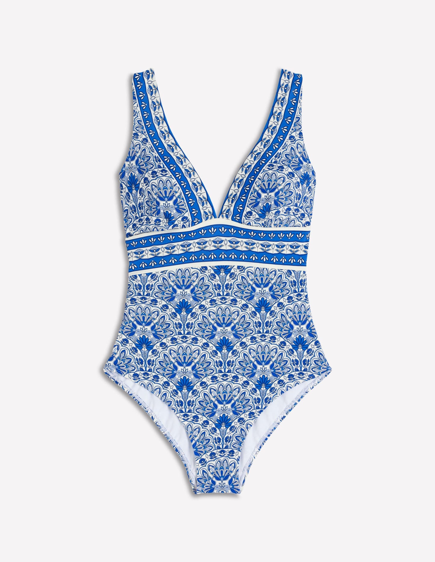 Porto V-neck Swimsuit-Blue, Elaborate Terrace