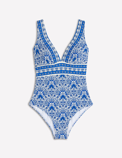 Porto V-neck Swimsuit-Blue, Elaborate Terrace-6