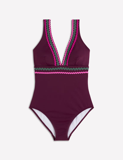 Porto V-neck Swimsuit-Chocberry-5