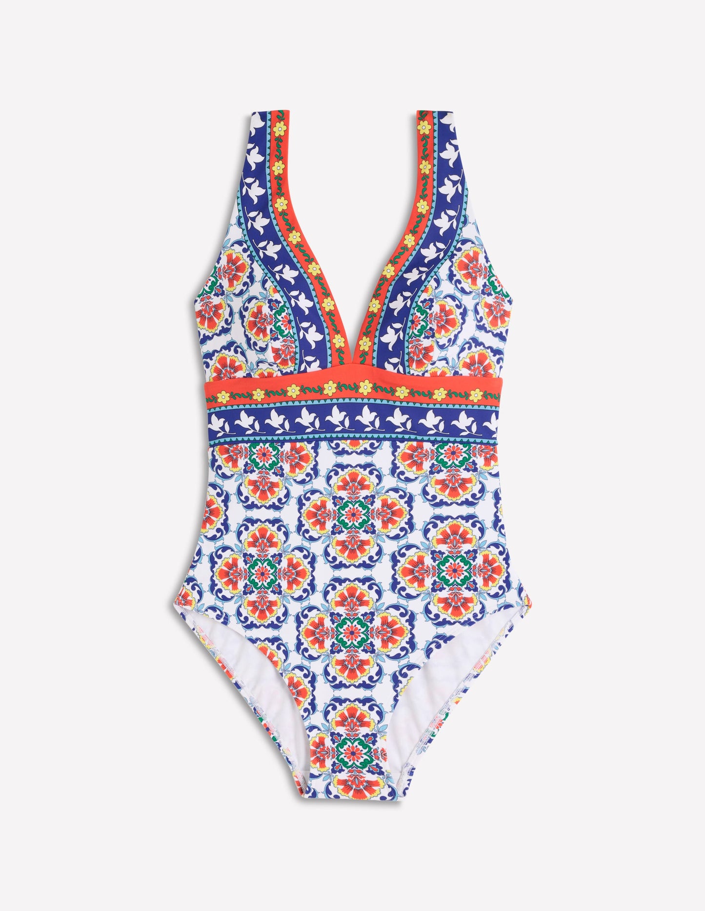 Porto V-neck Swimsuit-Multi, Ornamental Trellis