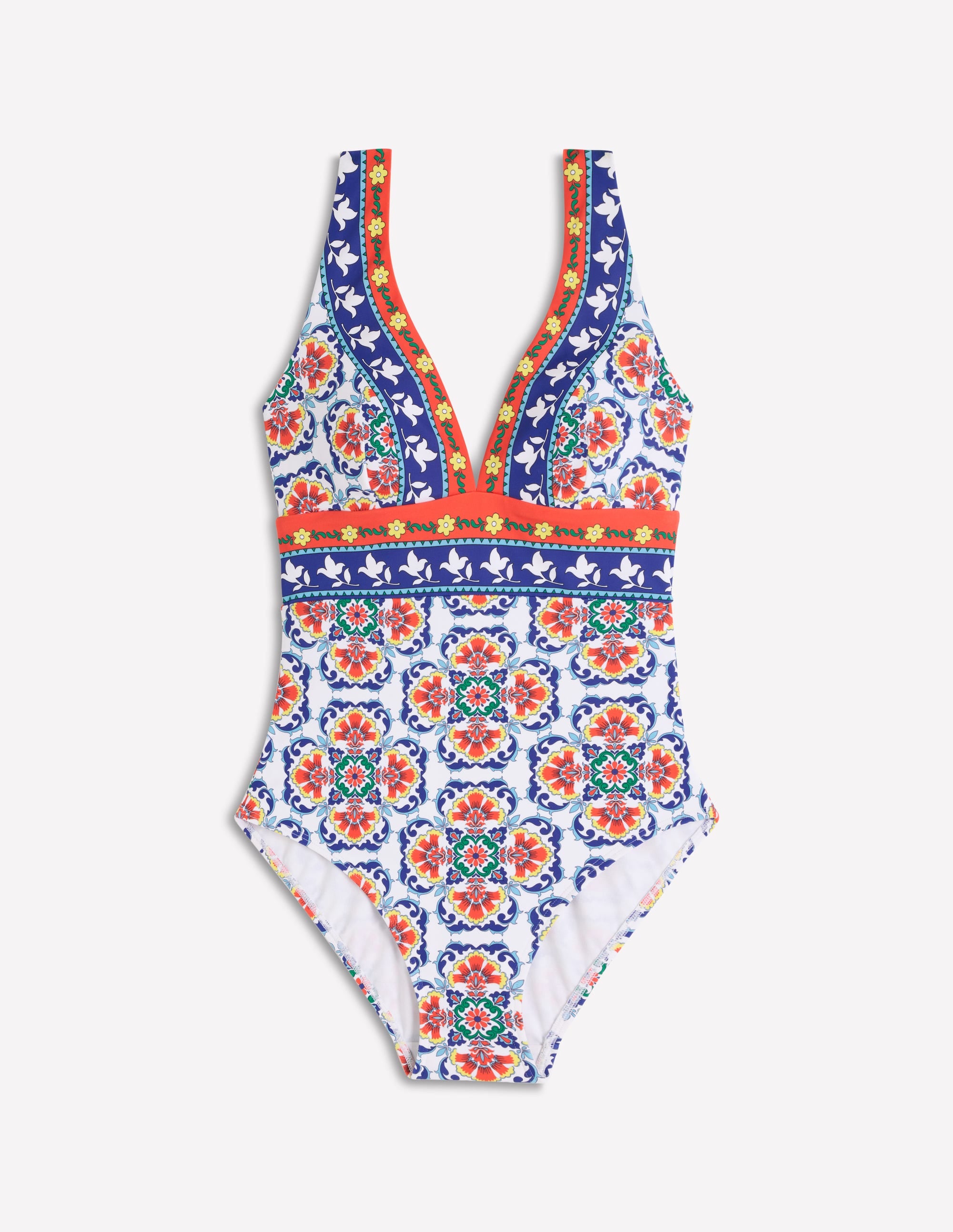 Porto V-neck Swimsuit-Multi, Ornamental Trellis - Image 5