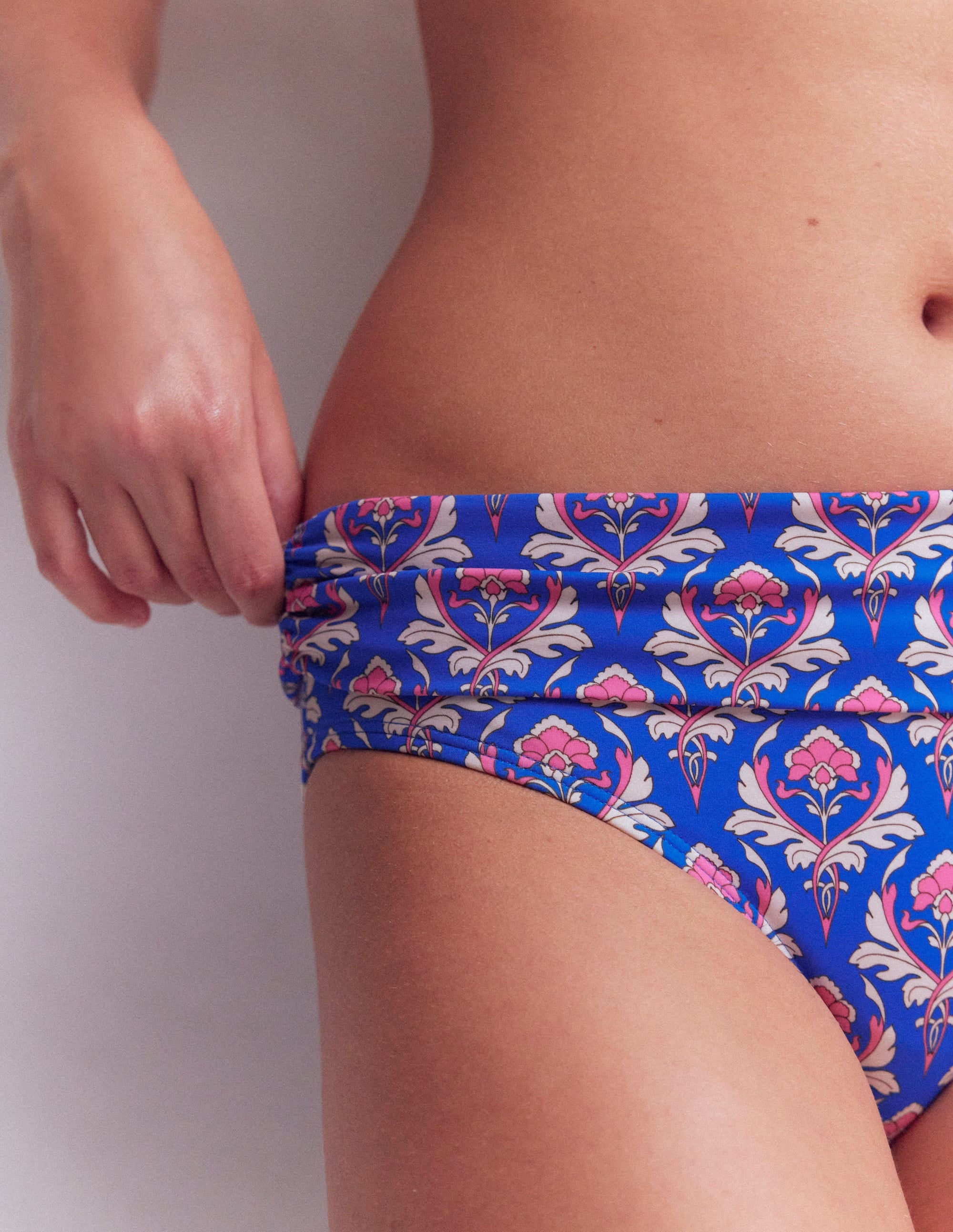 Classic Fold Bikini Bottoms-Blue, Ornamental Stamp - Image 2