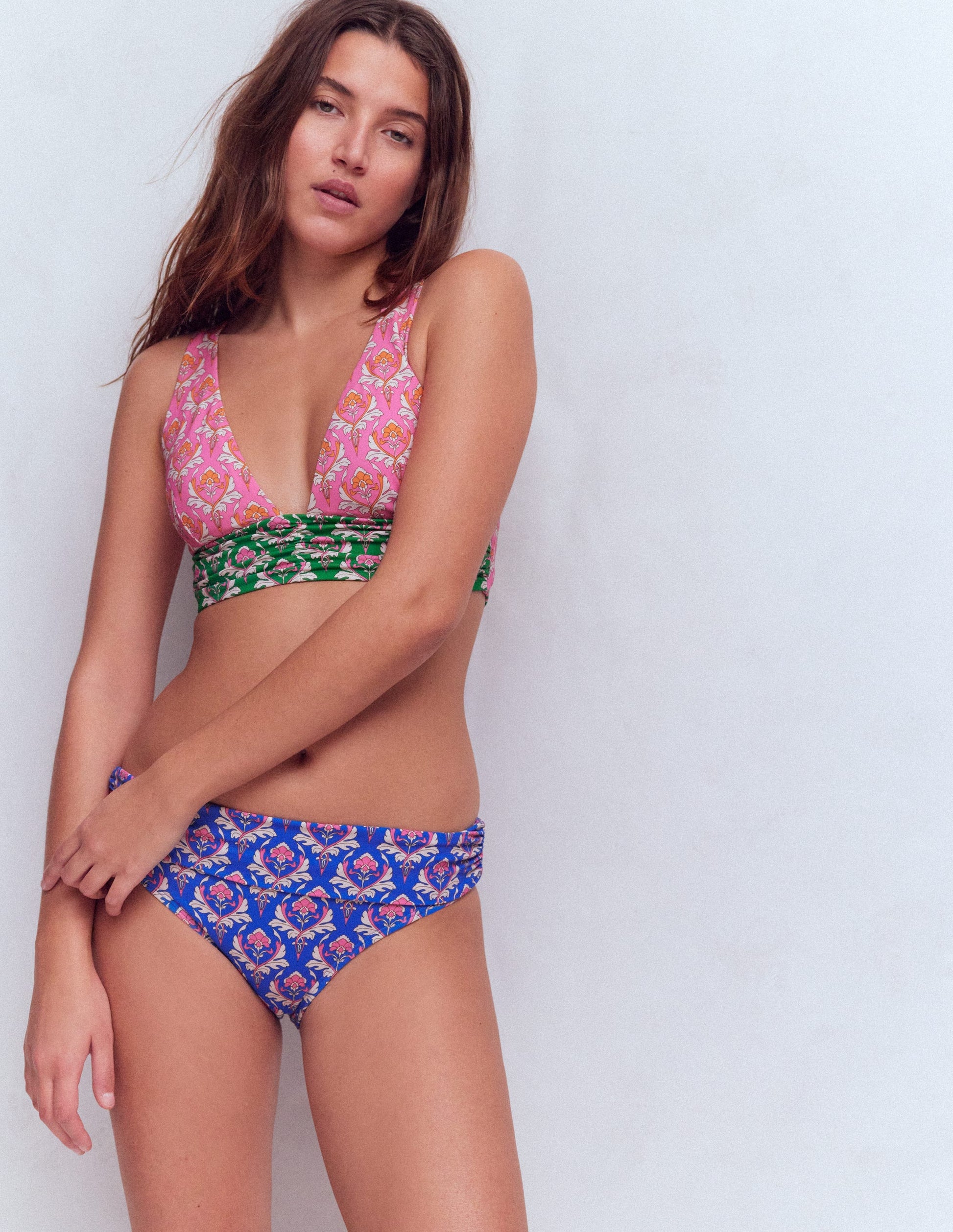 Classic Fold Bikini Bottoms-Blue, Ornamental Stamp-4