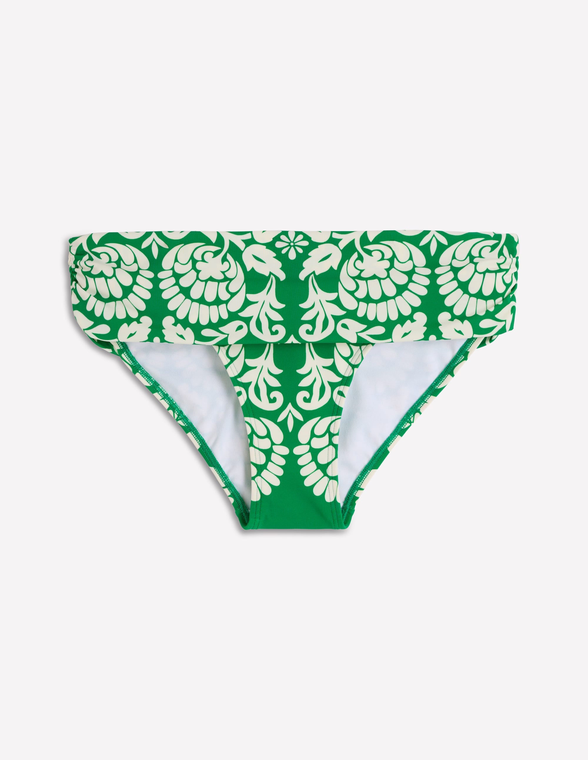 Classic Fold Bikini Bottoms-Rich Emerald, Ornate Floret - Image 6