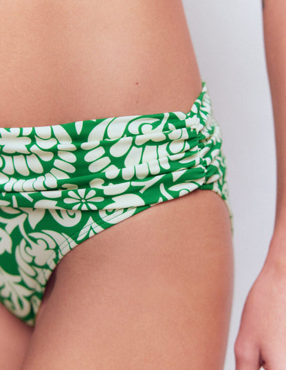 Classic Fold Bikini Bottoms-Rich Emerald, Ornate Floret-2