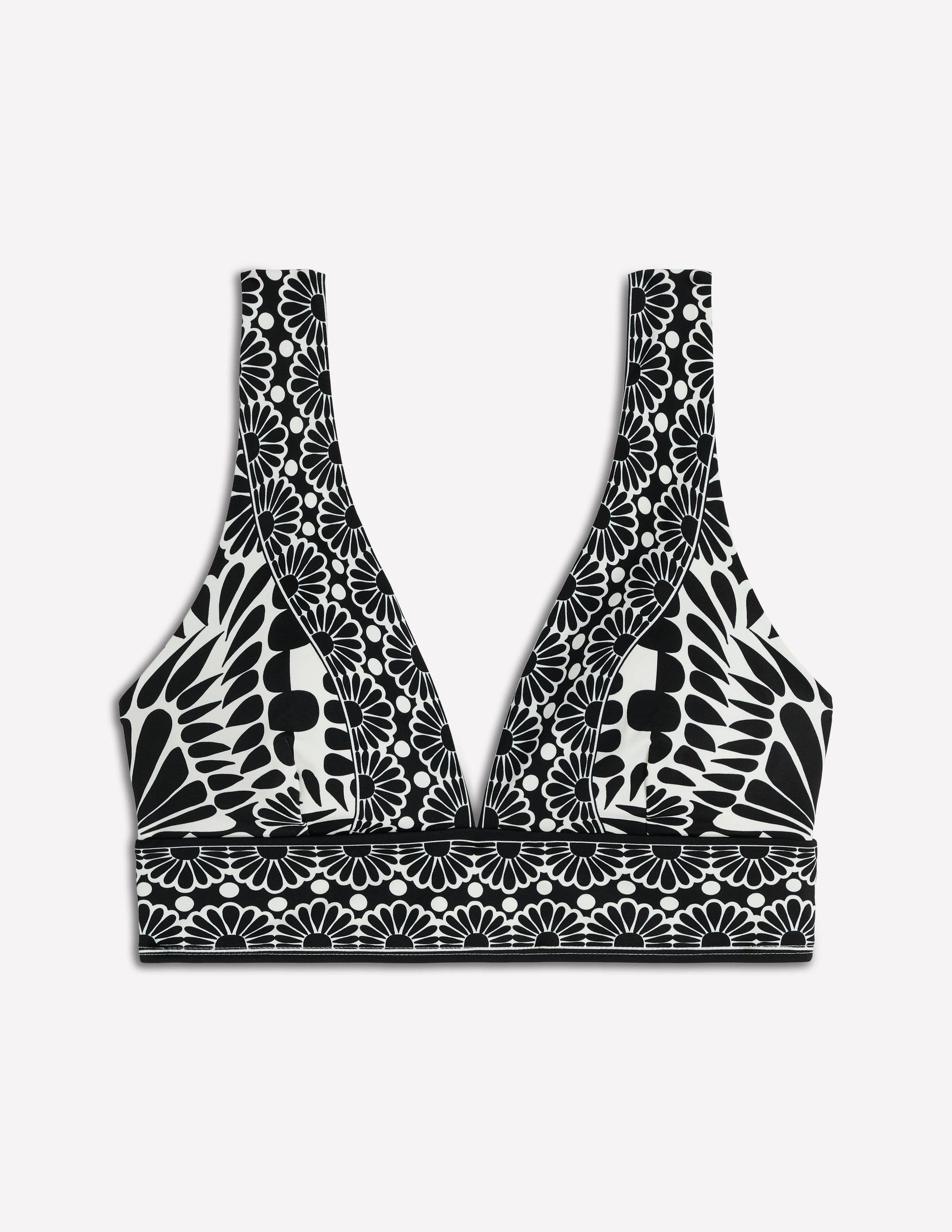 Porto V-neck Bikini Top-Black, Geo stamp-5