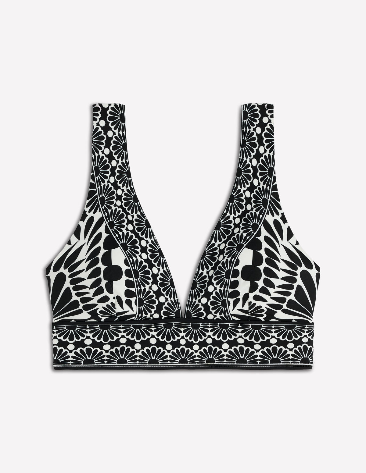 Porto V-neck Bikini Top-Black, Geo stamp - Image 5