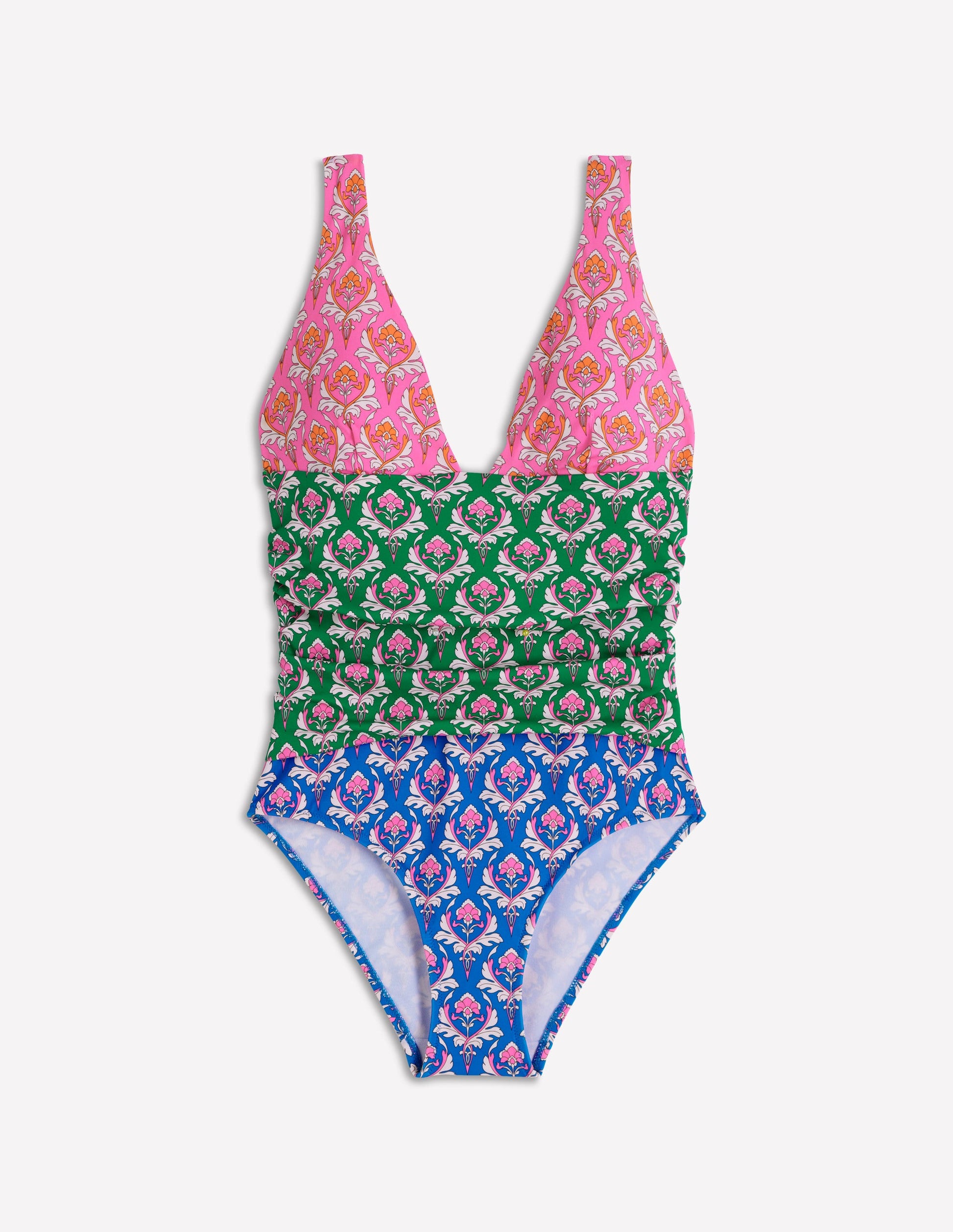 Mykonos Deep V Swimsuit-Multi, Ornamental Stamp-6