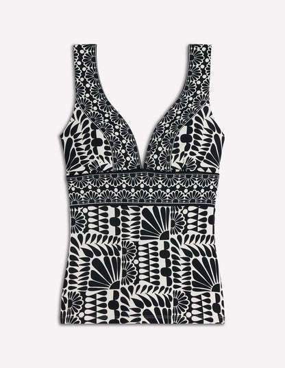 Porto Tankini Top-Black, Geo Stamp-5