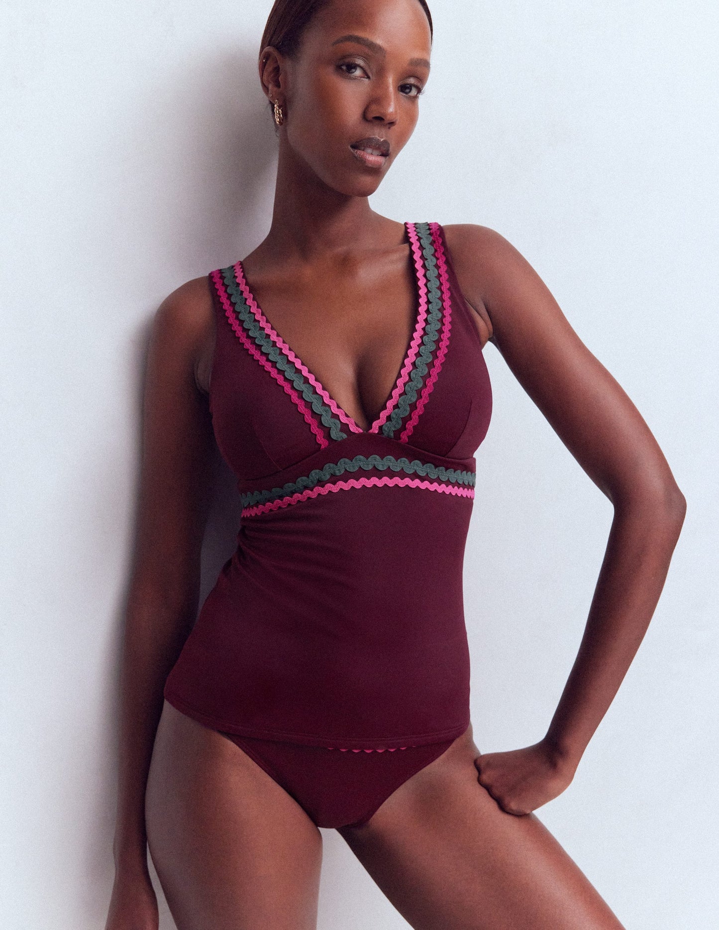 Porto Tankini Top-Chocberry, Rik rak