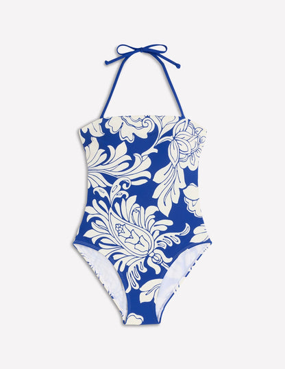 Paros Bandeau Swimsuit-Blue Botanical Flourish-5