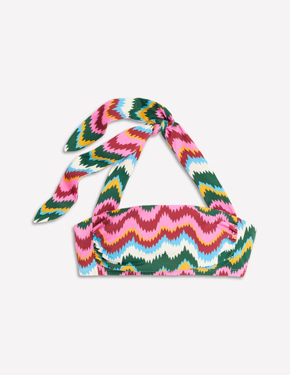 Kythira Ruched Bikini Top-Multi Zig zag wave-7