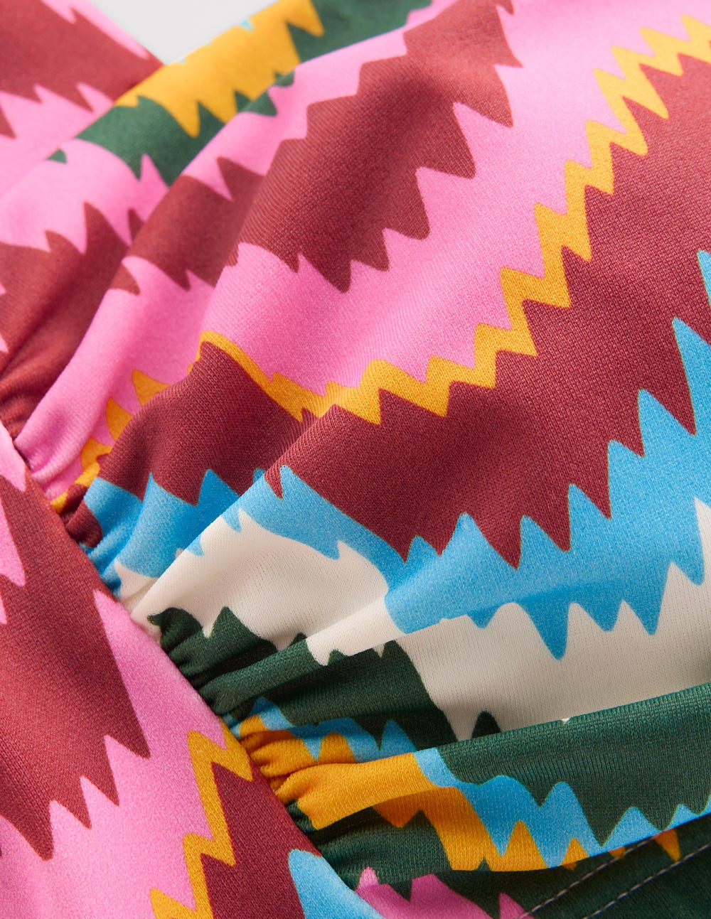 Kythira Ruched Bikini Top-Multi Zig zag wave