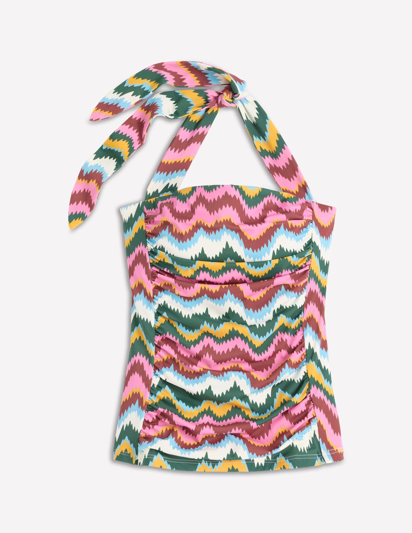 Kythira Ruched Tankini-Multi Zig zag wave