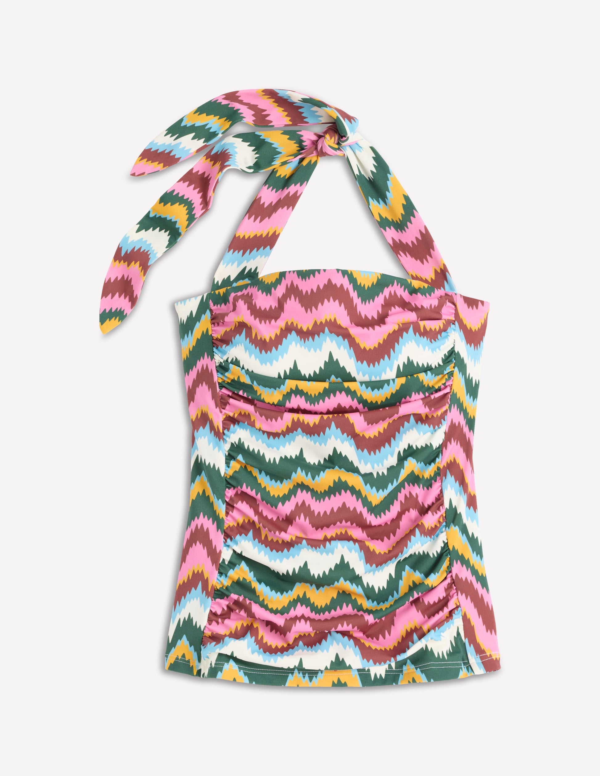 Kythira Ruched Tankini Top-Multi Zig zag wave-6