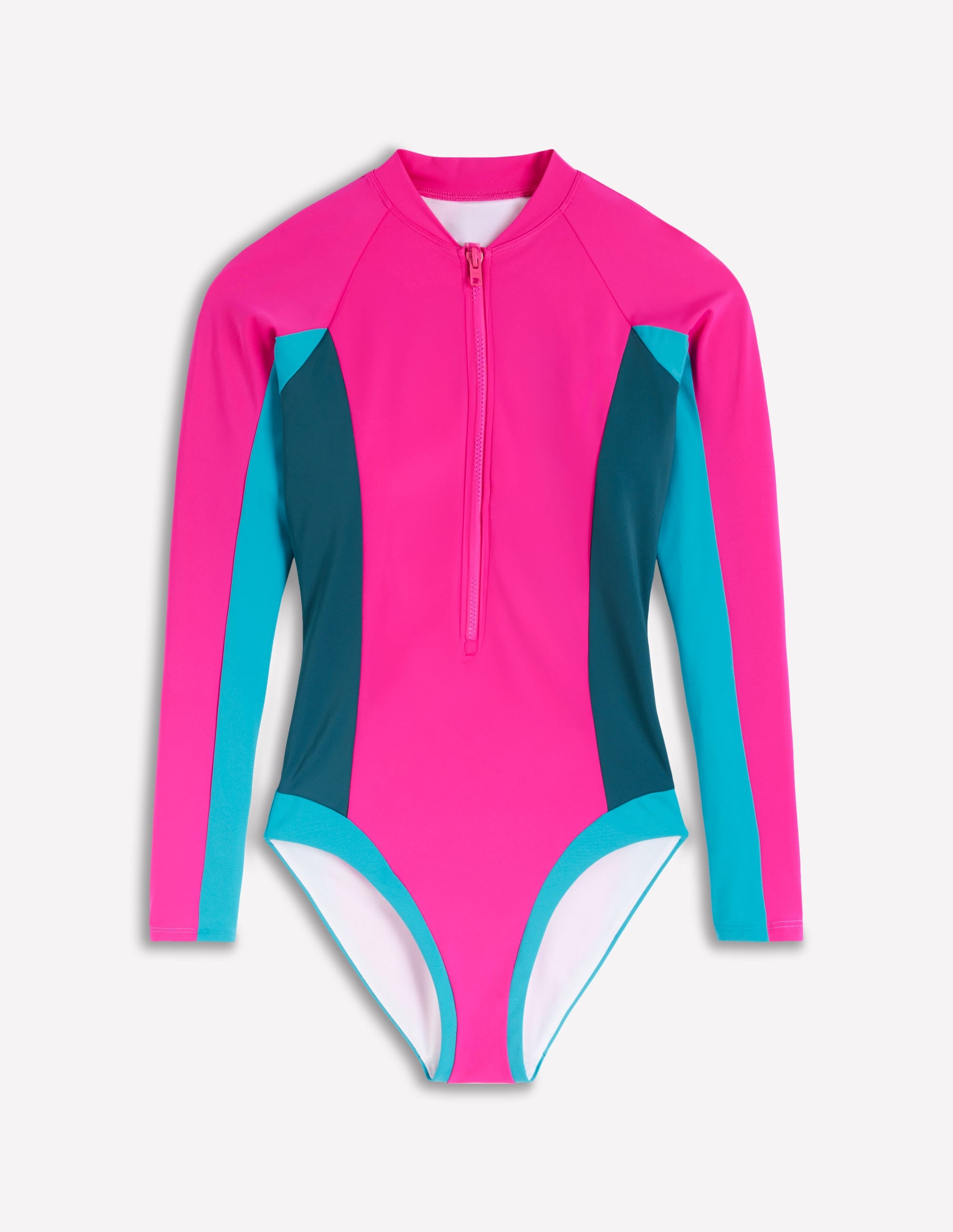 Rash Guard Swimsuit-Pink, Colourblock - Image 5