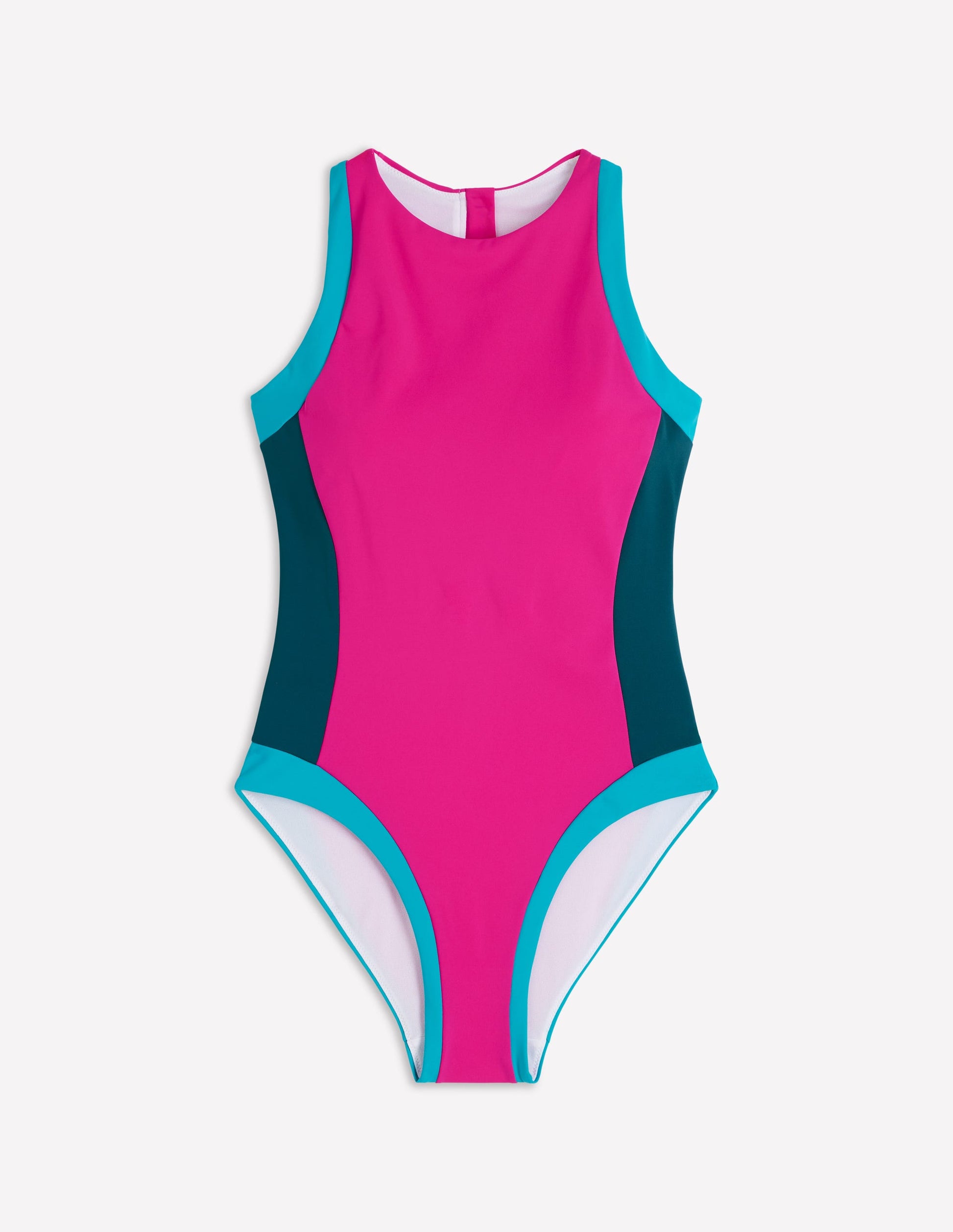 Piped Sporty Swimsuit-Pink, Colourblock-6