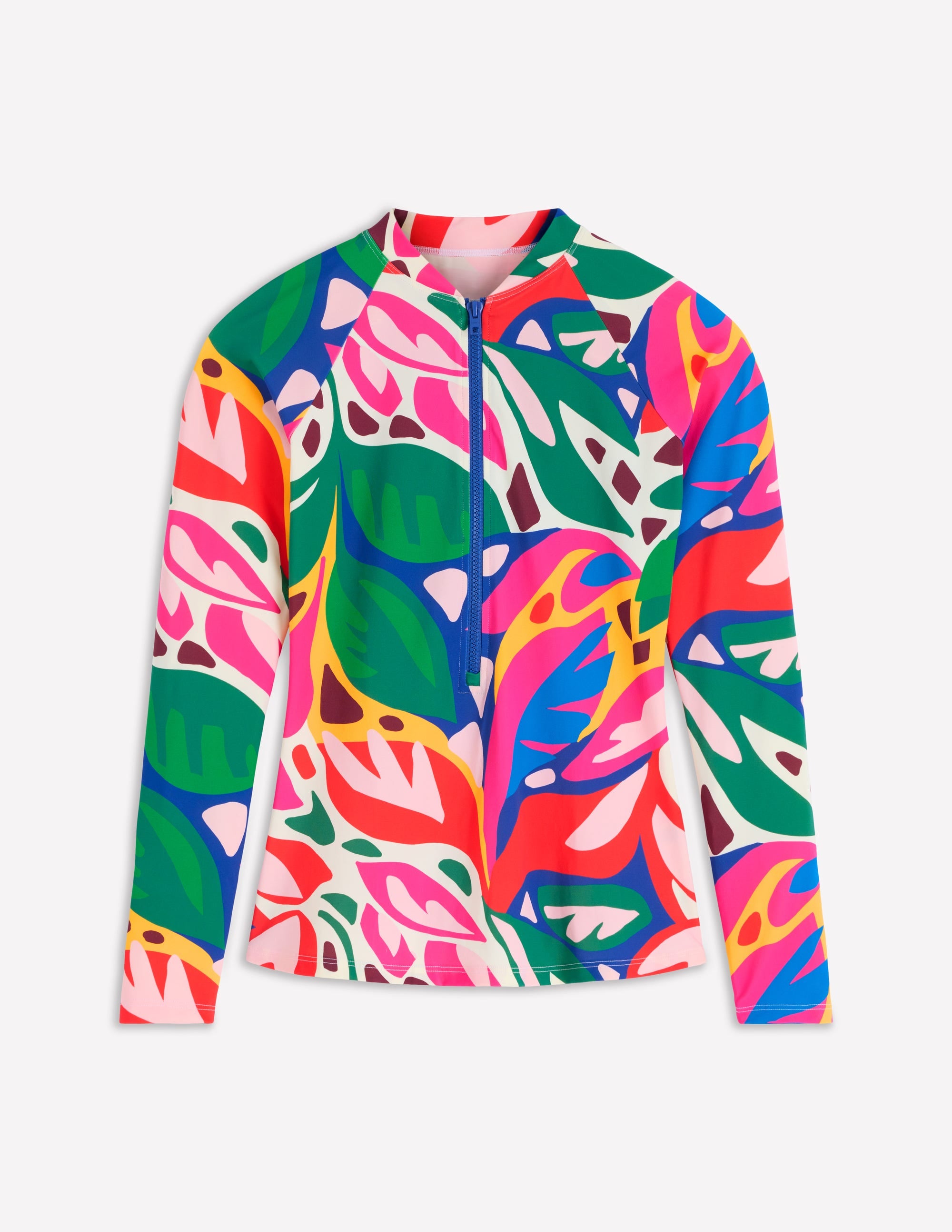 Long Sleeve Rash Guard Top-Multi, Leafy Cascade - Image 5