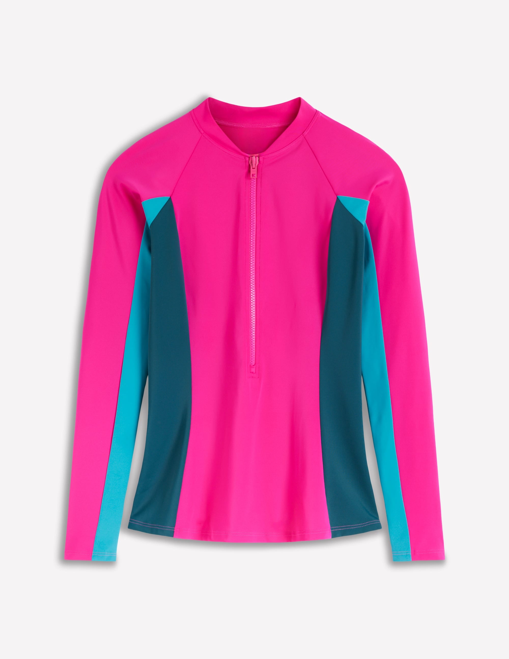 Long Sleeve Rash Guard Top-Pink Colourblock - Image 5
