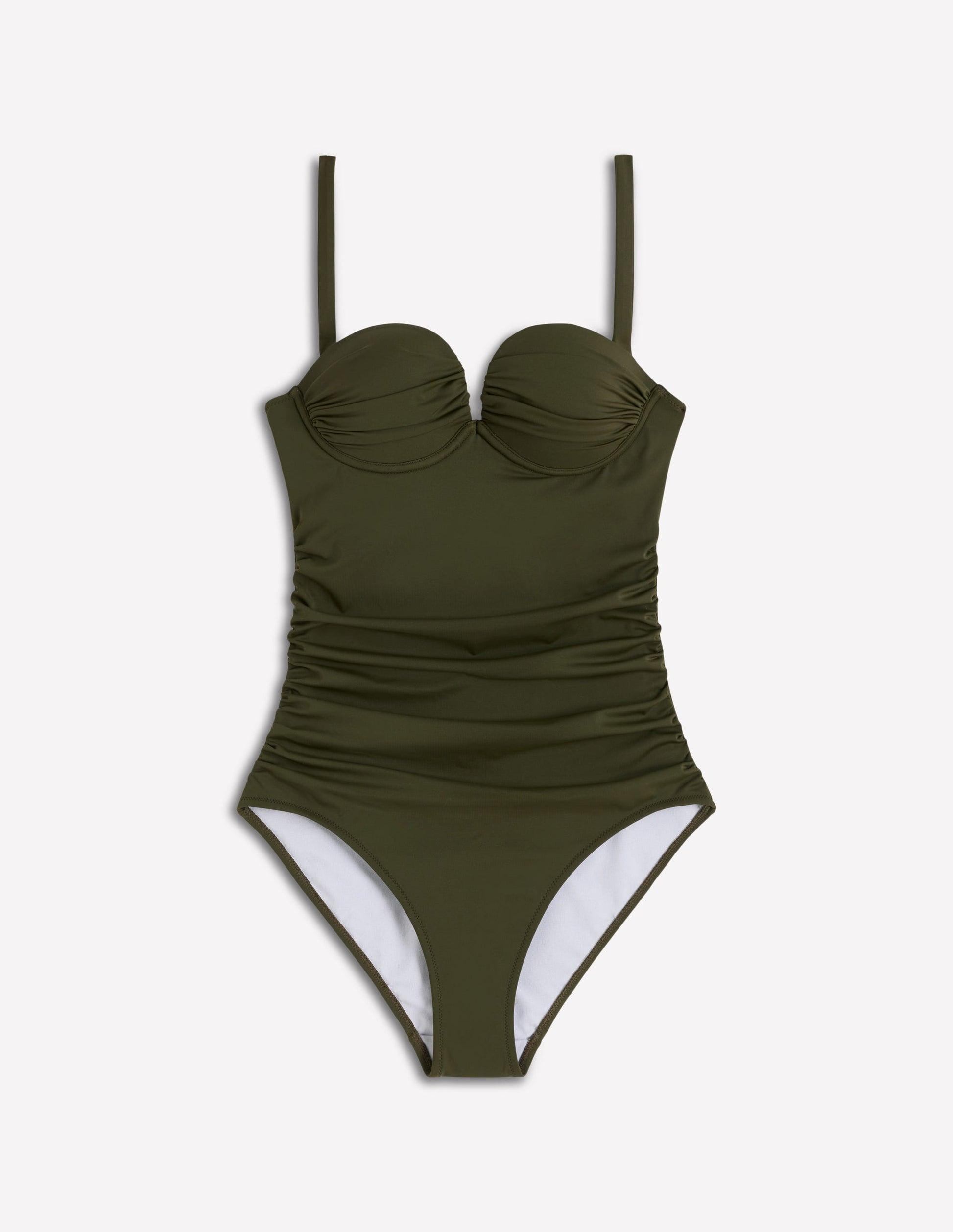 Pleated Cup Swimsuit-Olive-6