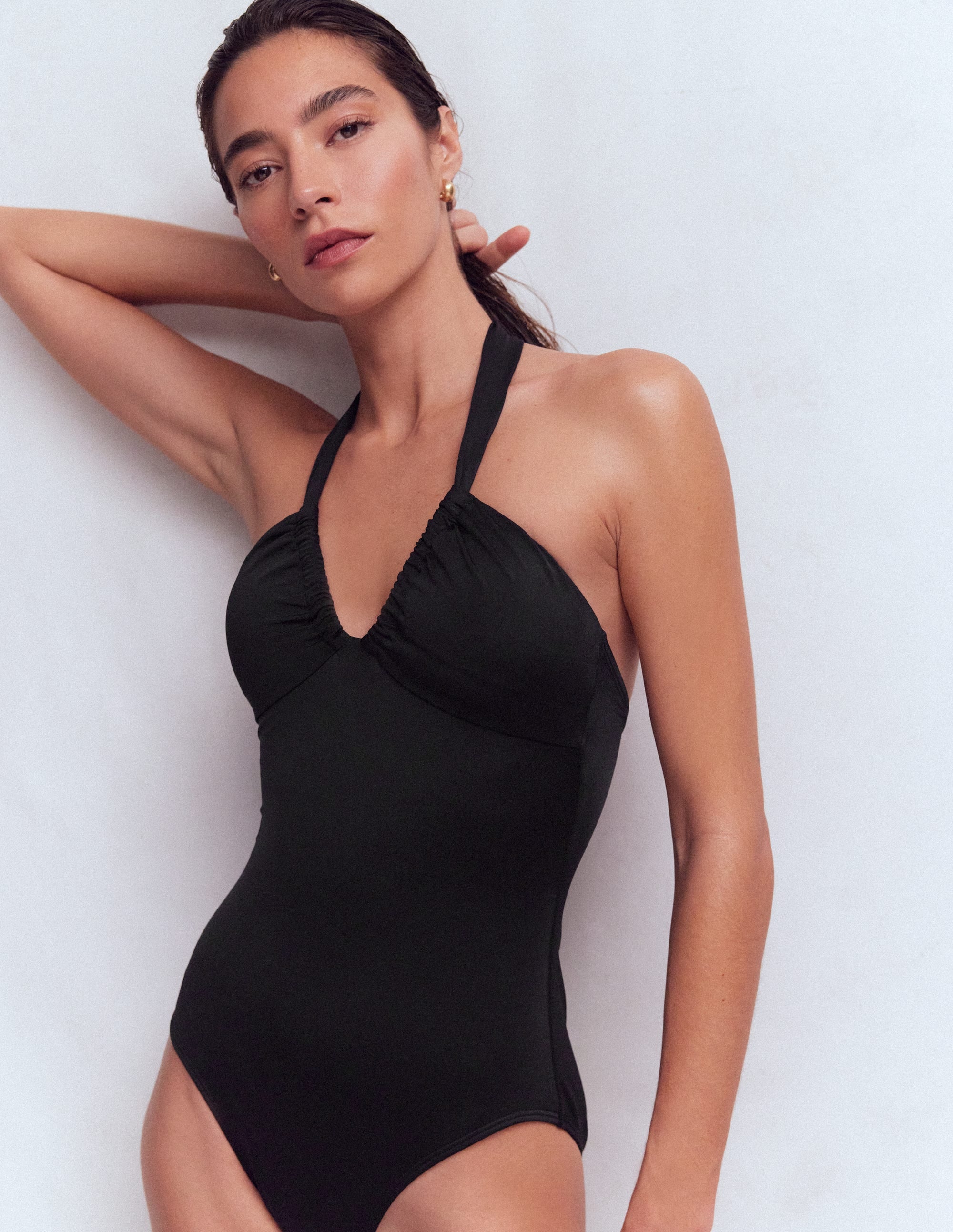 Minori Halter Tie Swimsuit-Black - Image 1