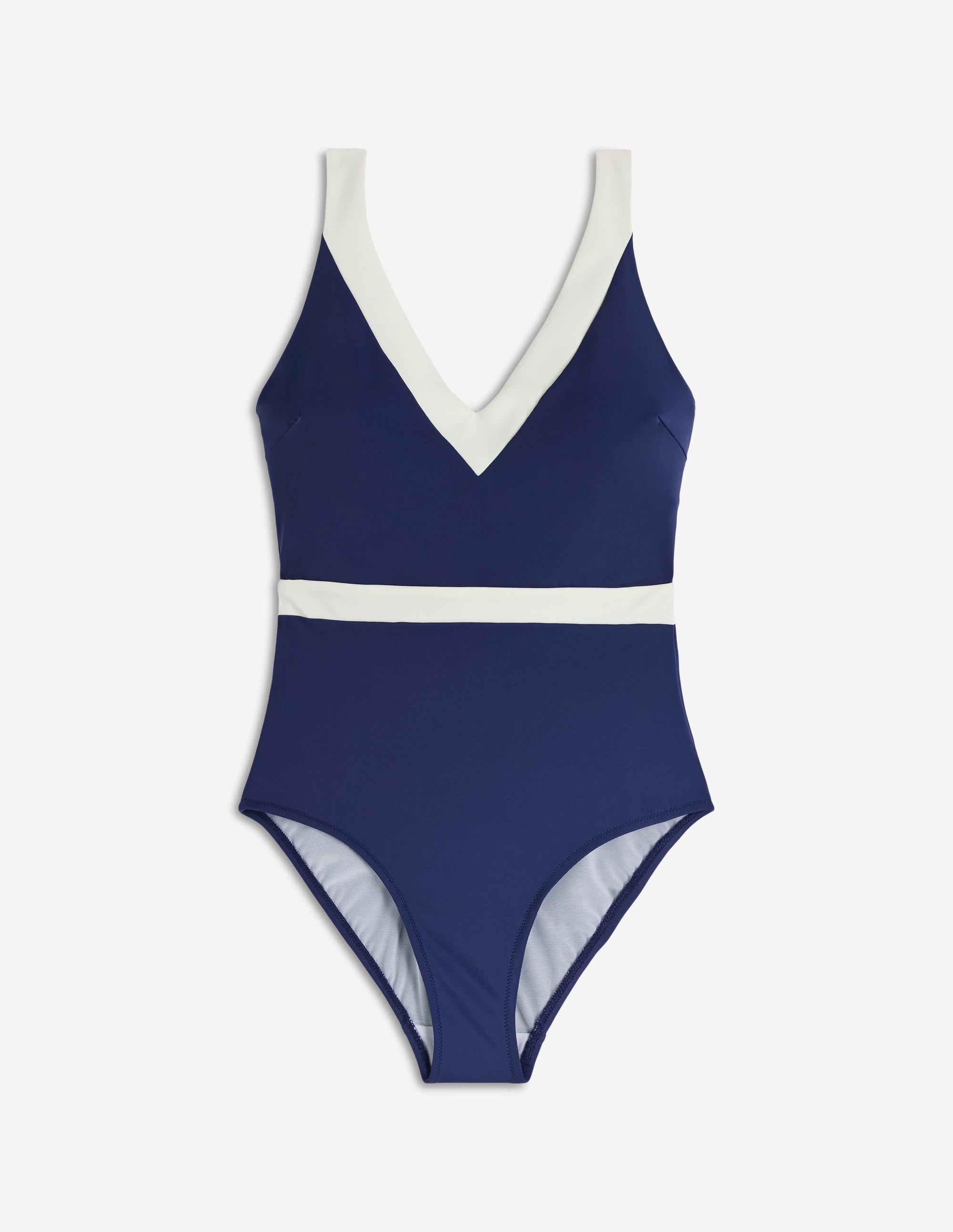 Campania Cross-back Swimsuit-Navy, Ivory Colourblock - Image 6
