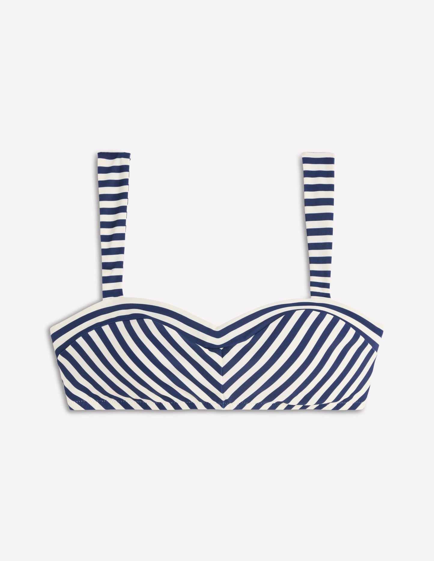 Clean Sweetheart Bikini Top-Navy, Ivory Stripe