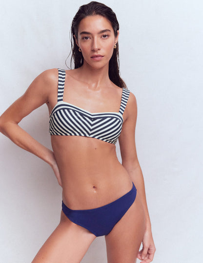 Clean Sweetheart Bikini Top-Navy, Ivory Stripe-1