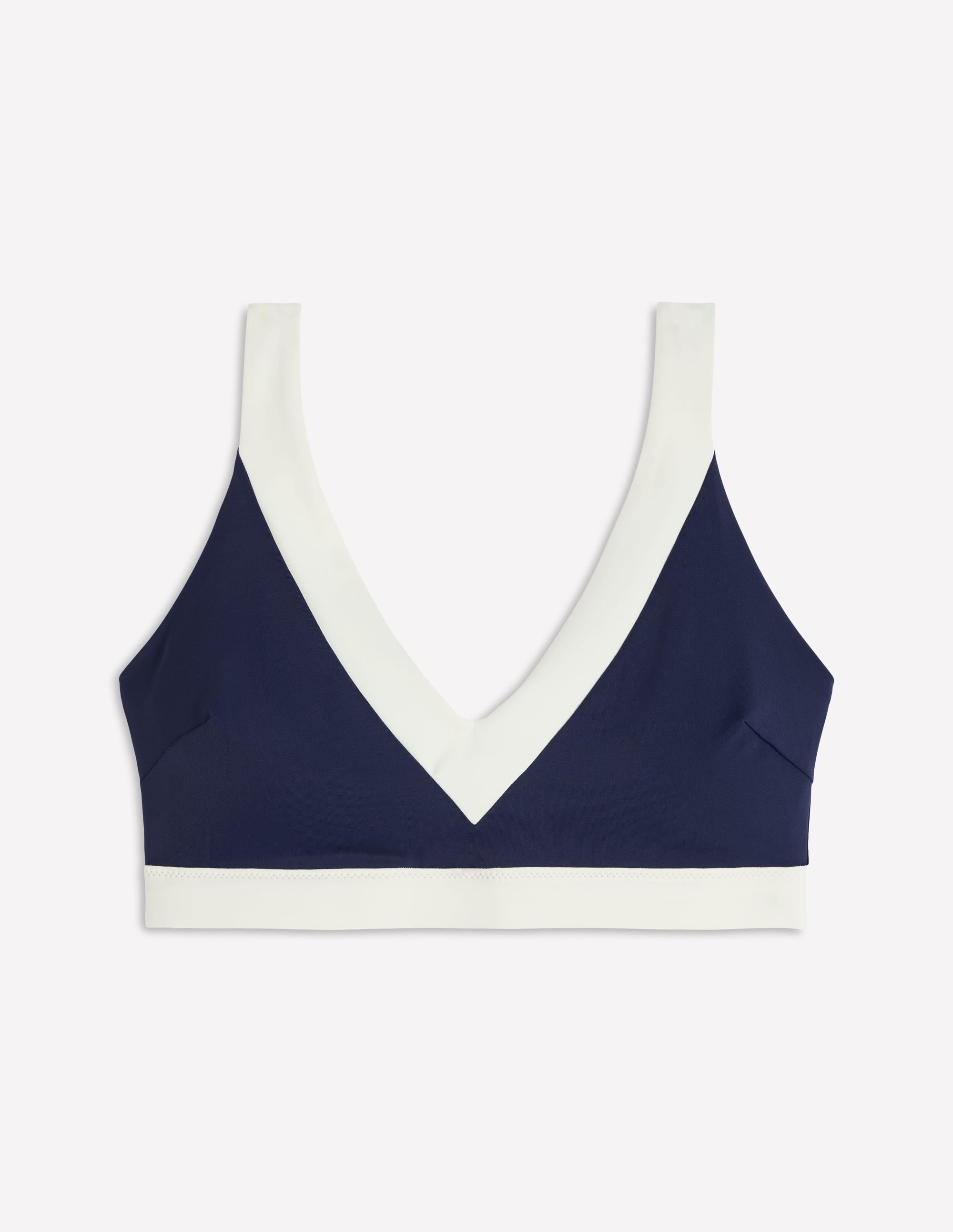 Campania Cross-back Bikini Top-Navy, Ivory Colourblock - Image 6