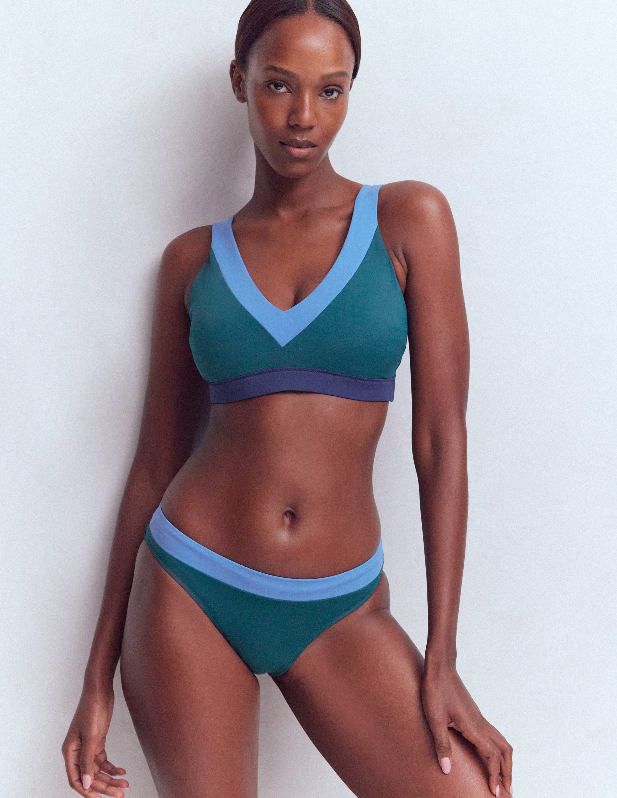 Campania Bikini Bottoms-Navy, Green, Blue Colourblock - Image 1
