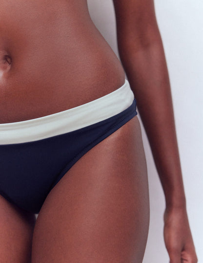 Campania Bikini Bottoms-Navy, Ivory Colourblock-2