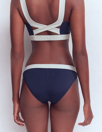 Campania Bikini Bottoms-Navy, Ivory Colourblock-3