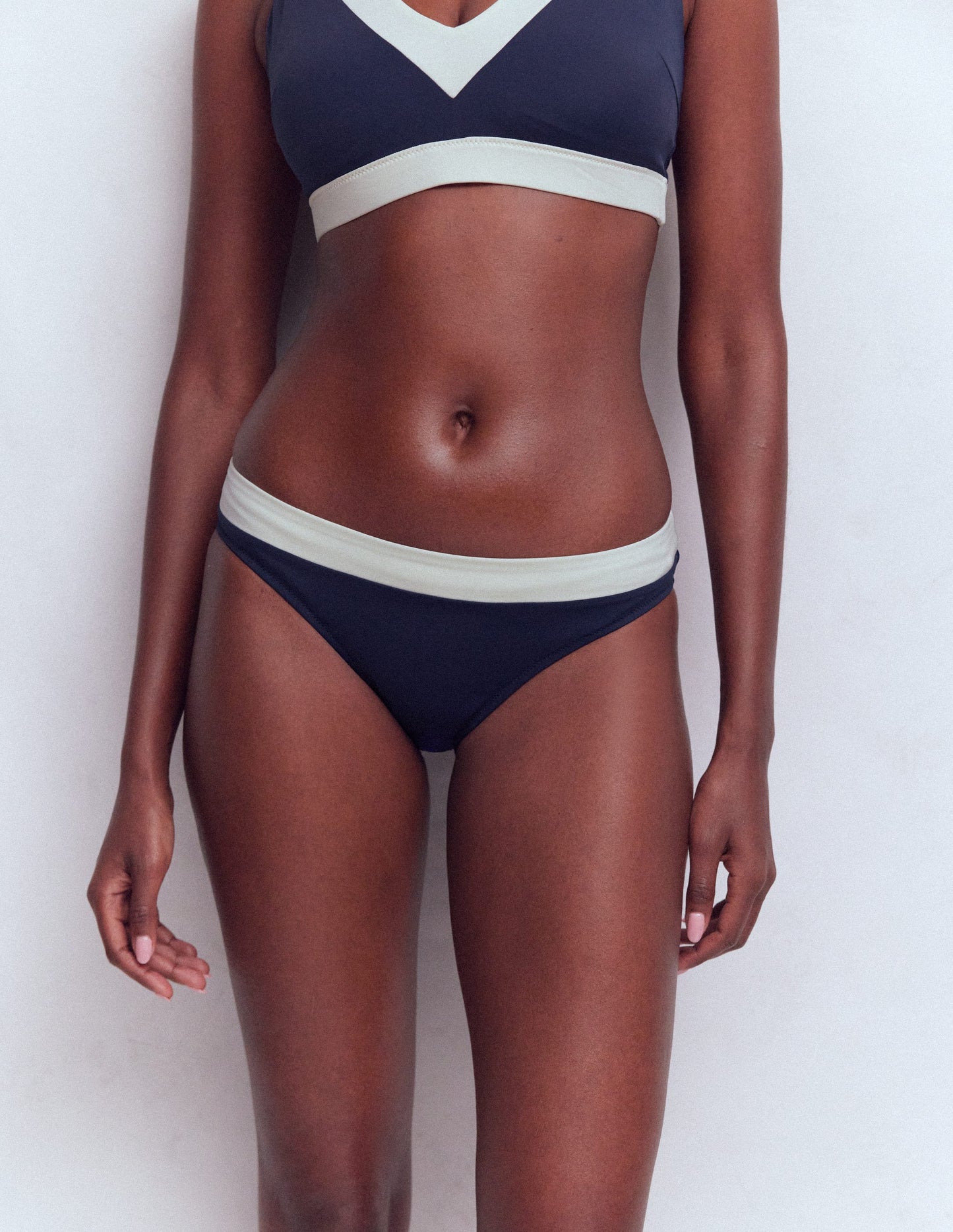 Campania Bikini Bottoms-Navy, Ivory Colourblock