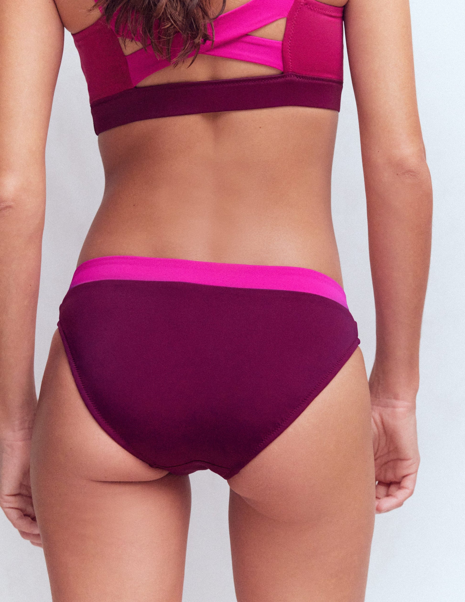 Panel Bikini Bottoms-Fuchsia, Snob, Chocberry-3