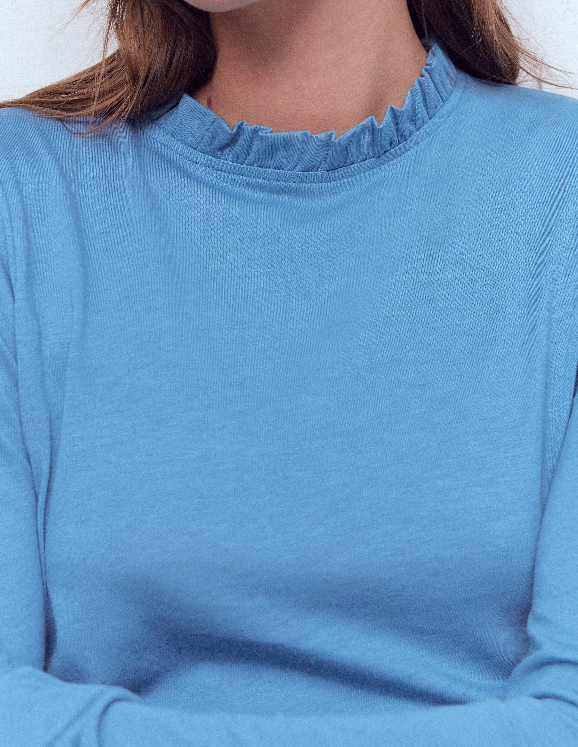 Supersoft Frill Detail Top-Captains Blue-2